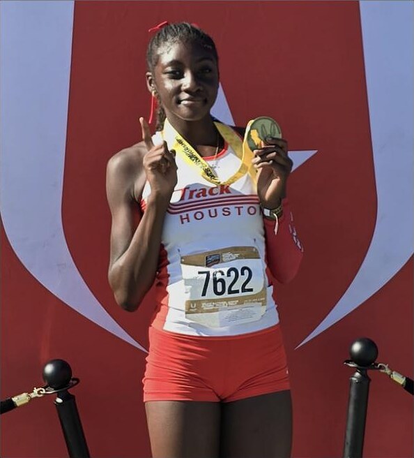 Maryann Akpobassa on the podium at the 2026 National Junior Olympics